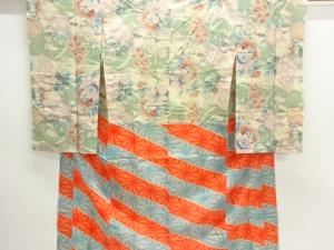 アンティーク　花模様単衣長襦袢